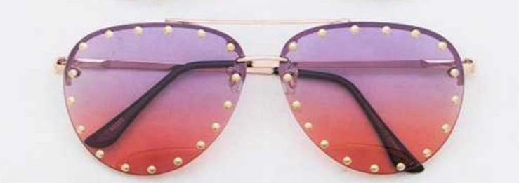 Ombre Studded Aviator Sunglasses