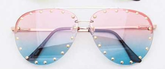 Ombre Studded Aviator Sunglasses