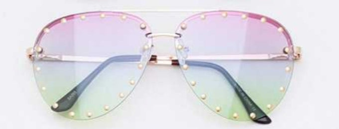 Ombre Studded Aviator Sunglasses