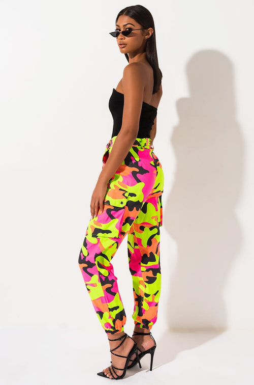 Lime Camo Print Cargo Trousers  PrettyLittleThing